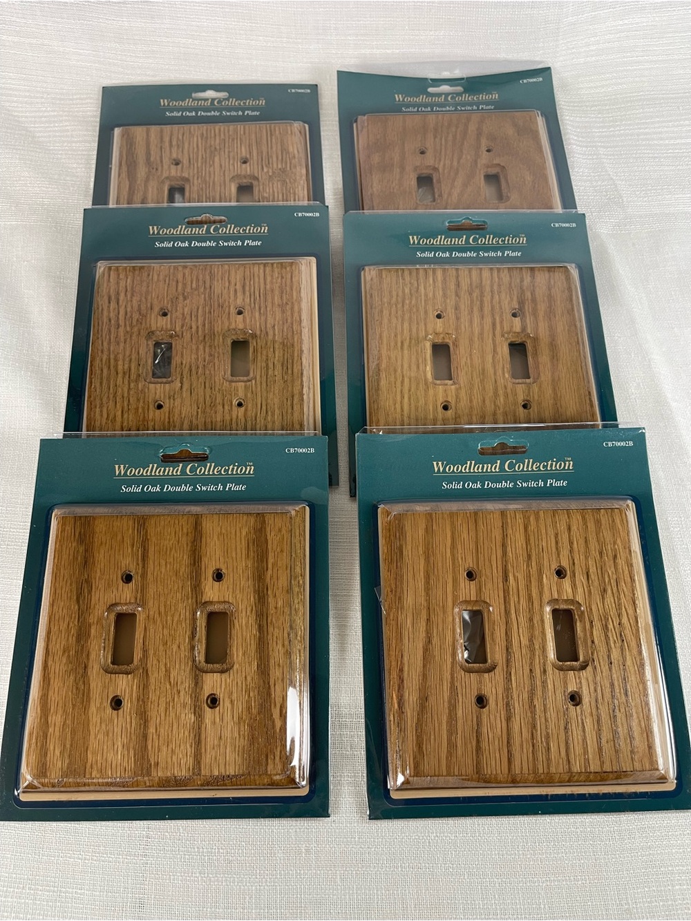Vintage Woodland Collection Solid Oak Double Switch Plates – Set of 6
